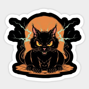 Electric shock black cat Sticker